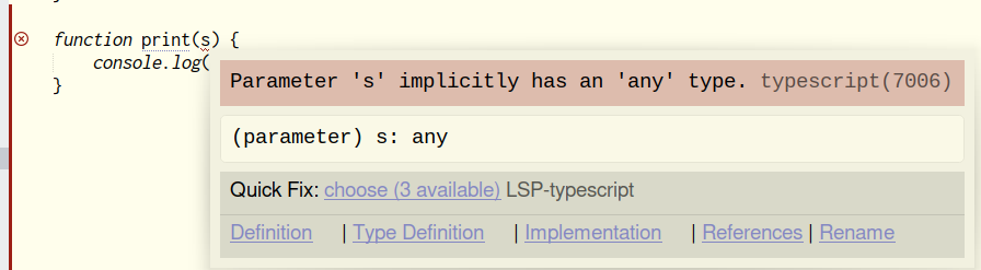 LSP popup screenshot